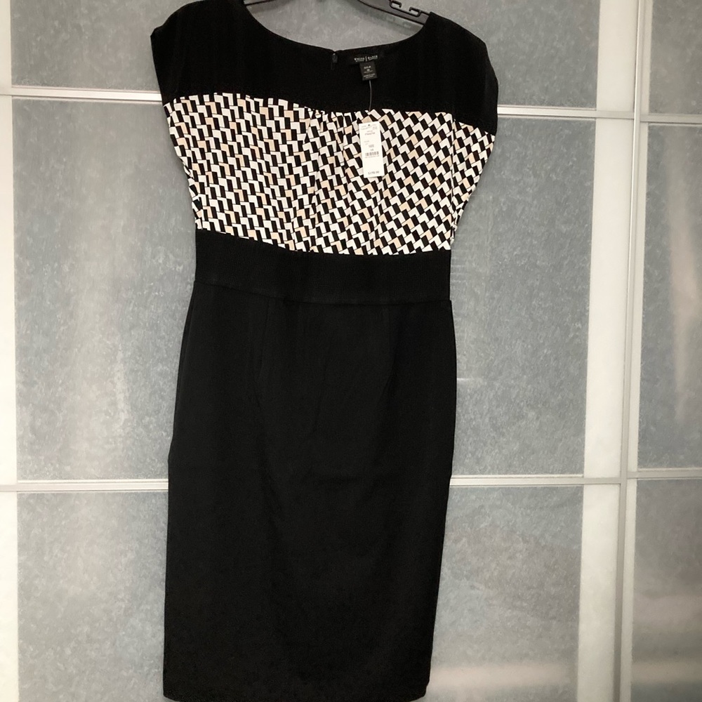 NWT, Stunning, WHBM Dress, Black, Tan, White, Size 10